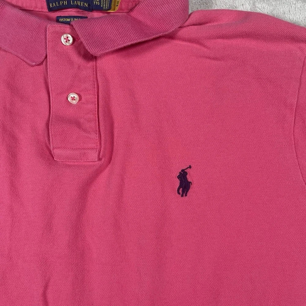 Polo Ralph Lauren Custom Slim Fit Polo Hot Pink Blue‎ Pony Men's XXL